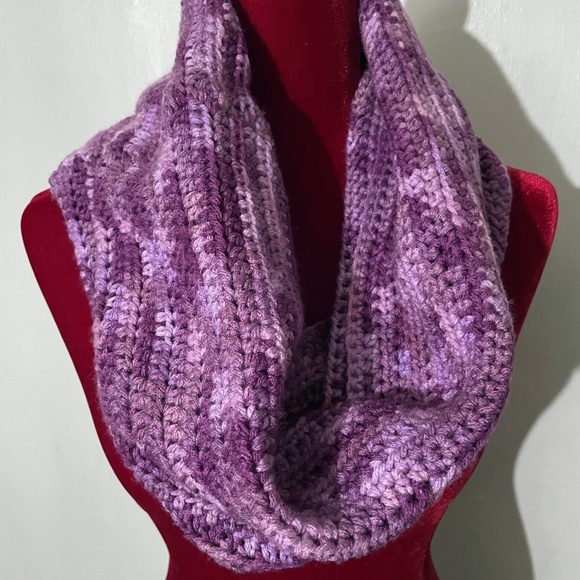 Purple Women’s Open Knit Cowl Scarf - Picture 2 of 5